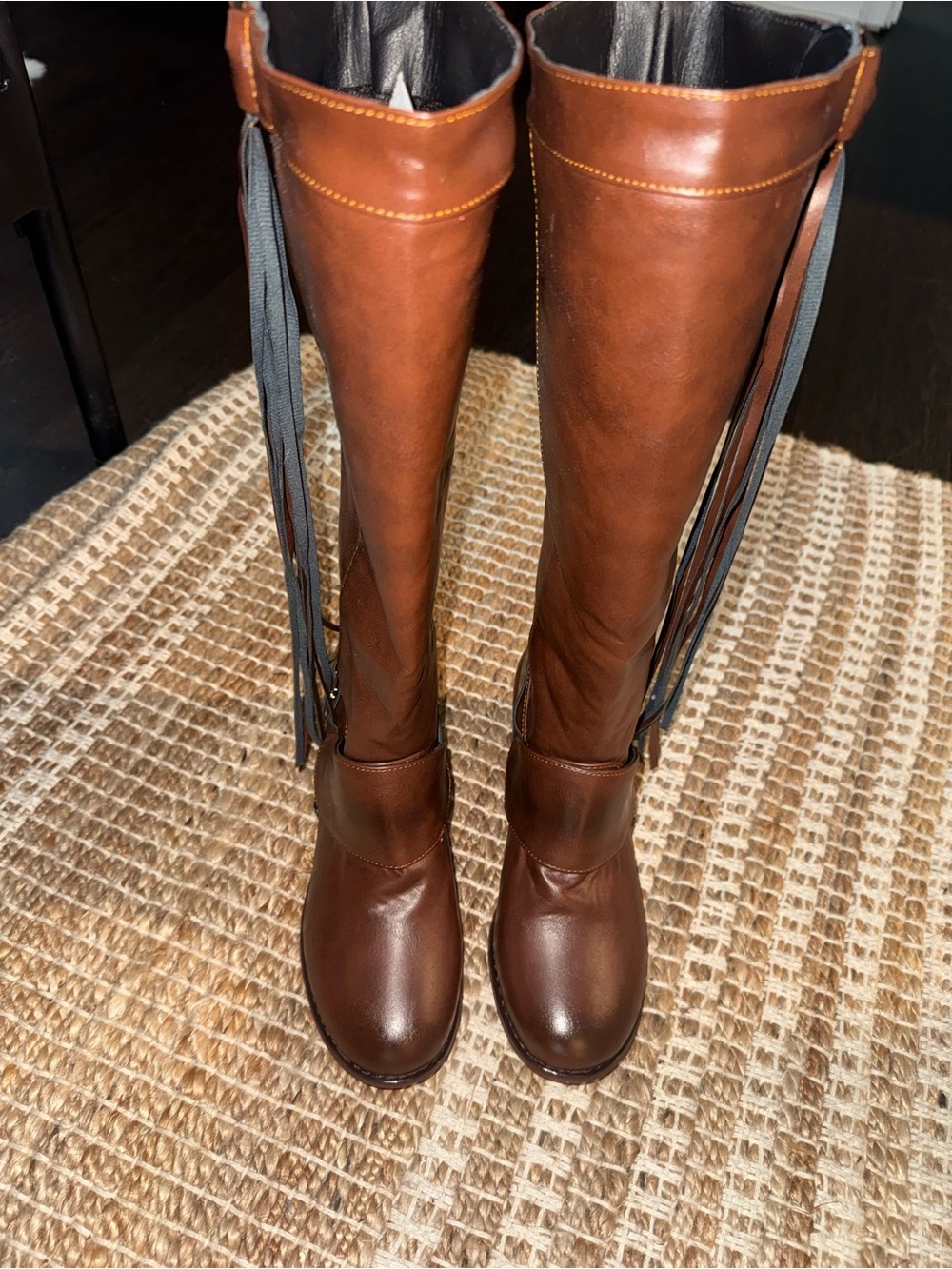 Brown Women's Tall Fringe Riding Boots